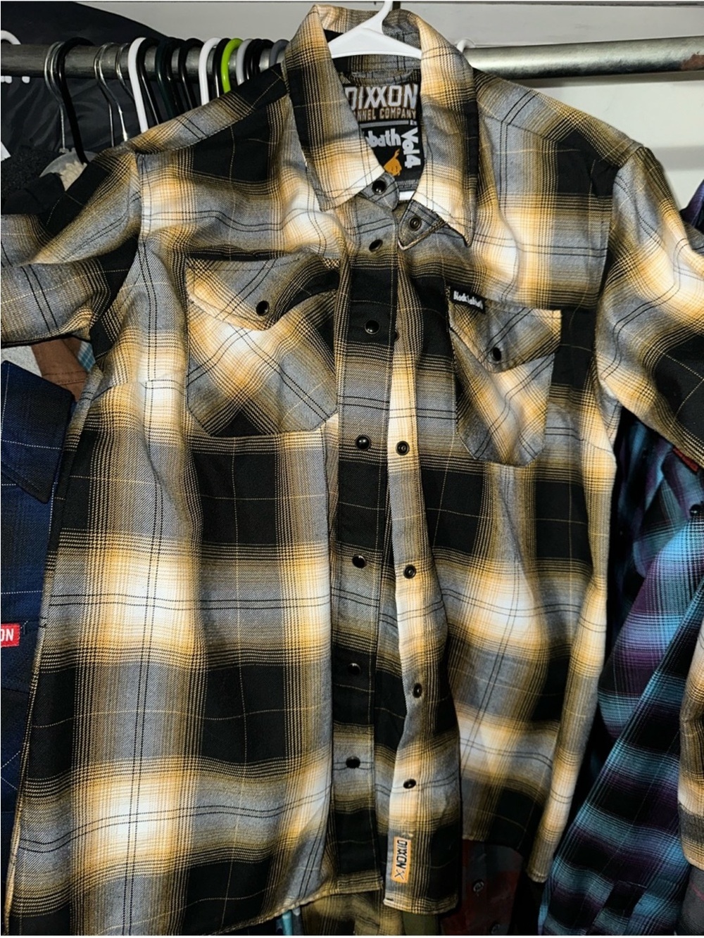 DIXXON Black & Yellow Plaid Black Sabbath Flannel